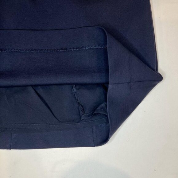 NWT BANANA REPUBLIC Crew Neck Asymmetrical Ruffle Navy Sheath Dress Lined Sz 8P - Picture 14 of 15